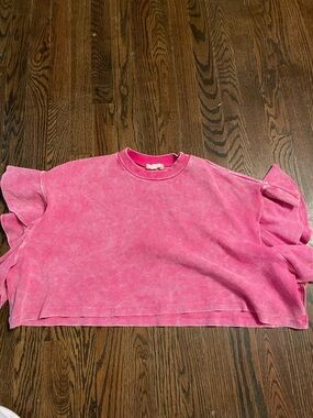 Altered state Pink Ruffle Sleeve Cotton Top small/medium